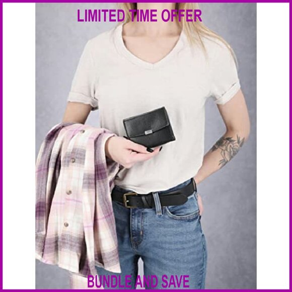 Leather RFID Blocking Wallet with Zippered Coin Purse & Snap Closure - Picture 5 of 6